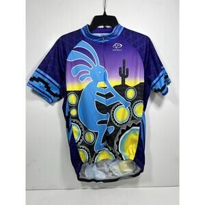 Primal Wear Cycling Jersey Men L Bright Southwestern Kokopelli All Print 3/4 Zip